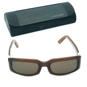 Cartier Trinity Brown and Gold Square Tinted Sunglasses with Case